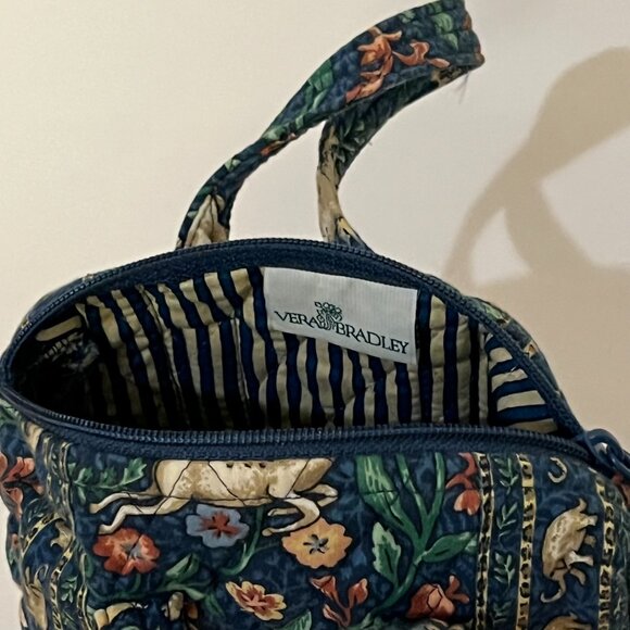Vintage 90s Vera Bradley Mini Purse Animal Kingdom Blue Mini Duffel Bag Purse - Picture 7 of 7